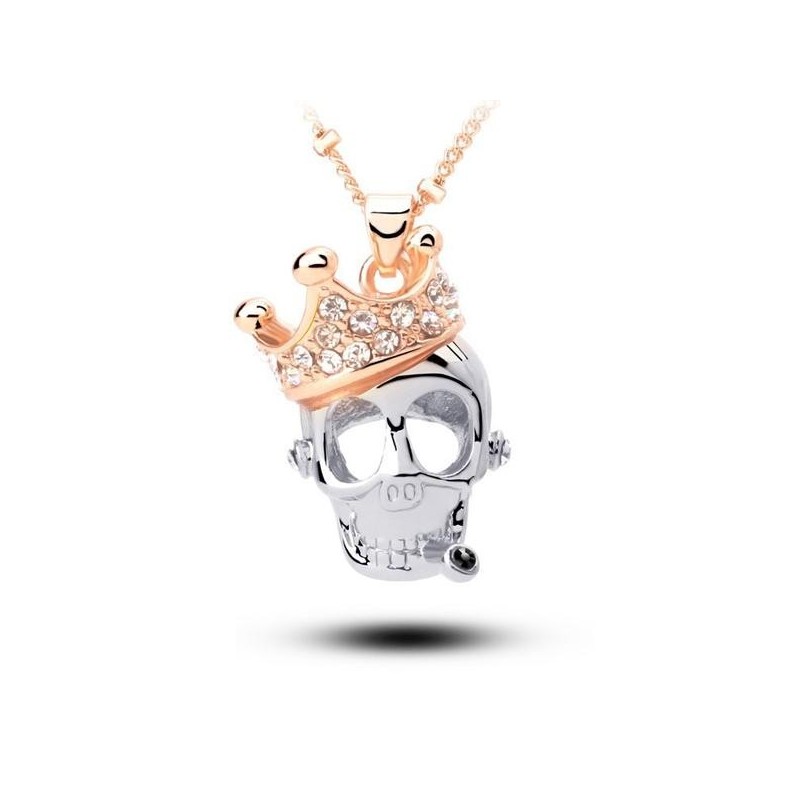 skull necklace with crown