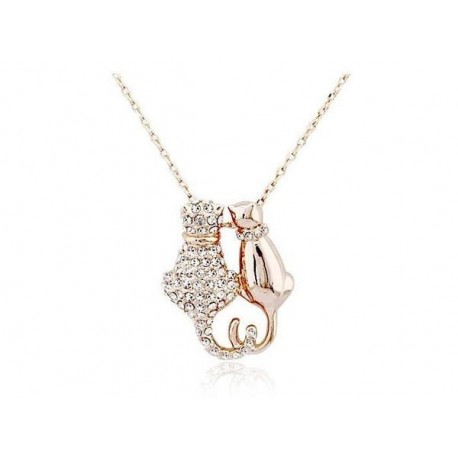 Gold Plated Cat Couple Necklace